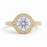 Round Hearts & Arrows Lab Grown Diamond Halo Engagement Ring 
