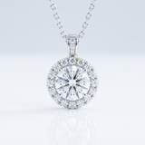 Hearts & Arrows Round Cut Lab Grown Diamond Halo Pendant for Women