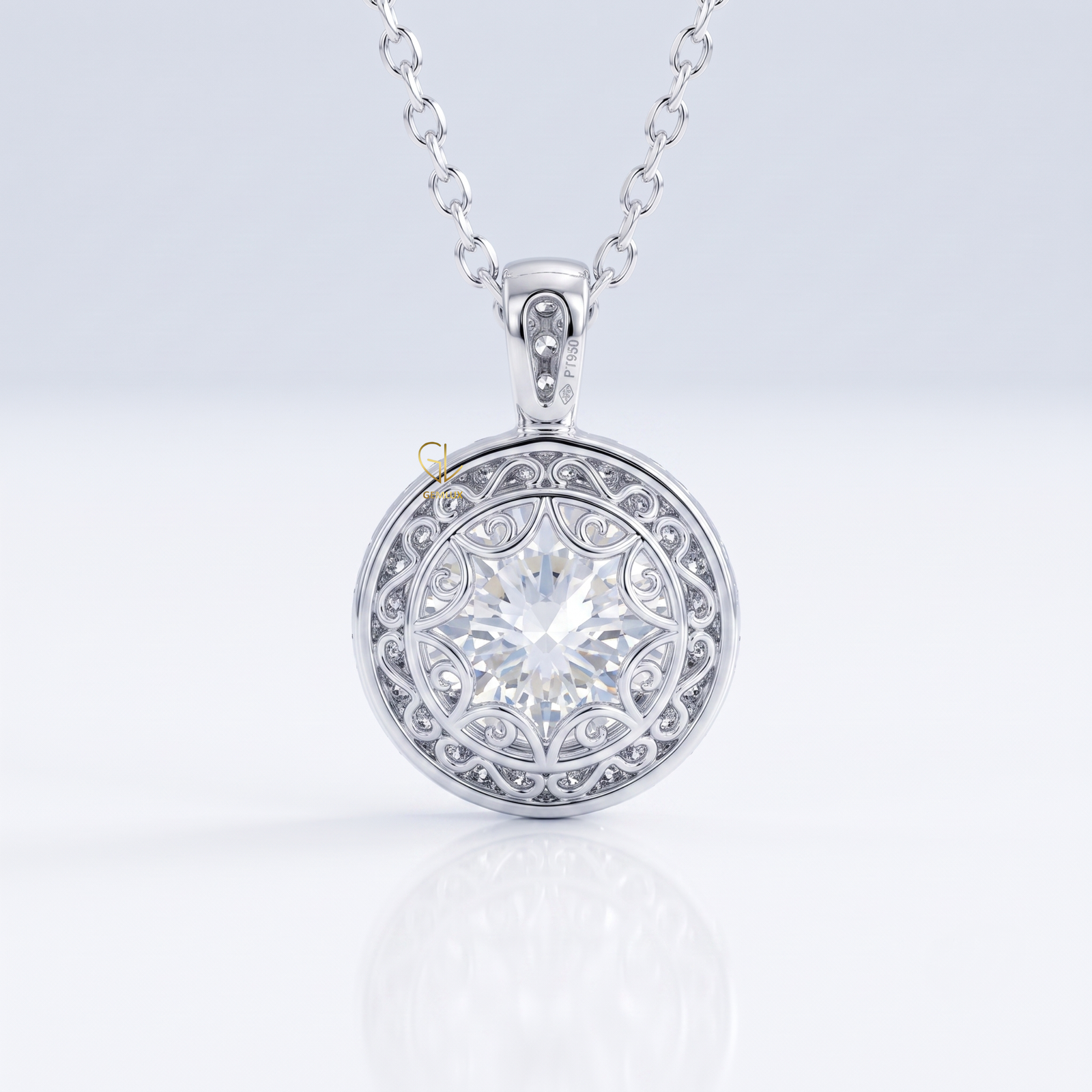 Hearts & Arrows Round Cut Lab Grown Diamond Halo Pendant for Women