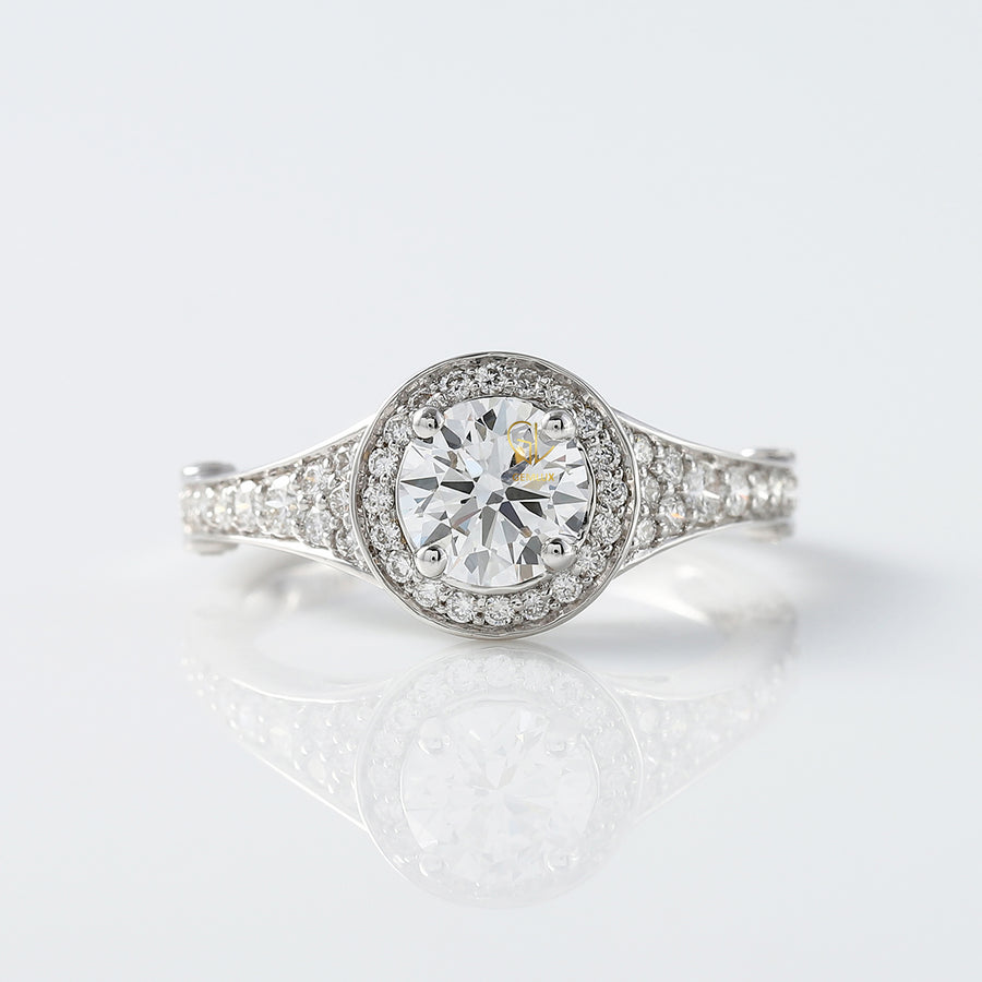IGI Certified Round Diamond Halo Accent Ring