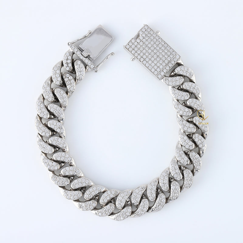 Hip Hop Iced Out Moissanite Cuban Link Bracelet