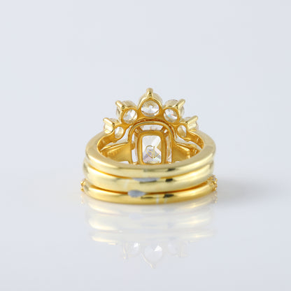 IGI Certificate 2 Ct Elongated Cushion Lab Grown Diamond Trio Ring Set