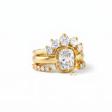 IGI Certified 2 Ct Elongated Cushion Lab Grown Crown Trio Ring Set