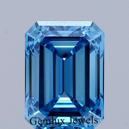 IGI Certified Fancy Vivid Blue Emerald Cut Lab Grown Diamond