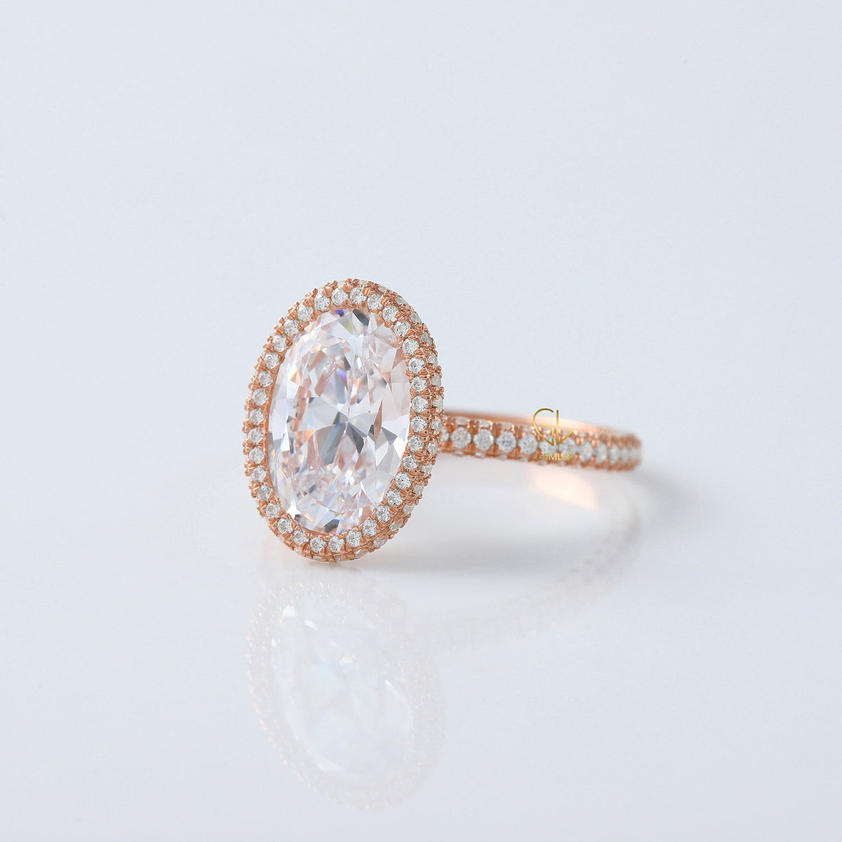 IGI Certified Oval Cut Lab Grown Diamond Halo Ring