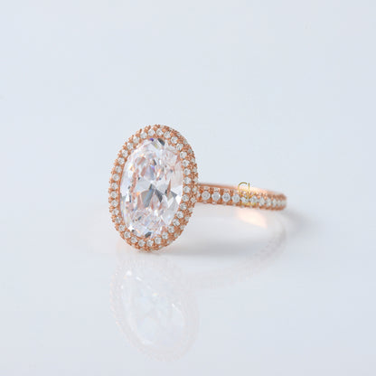 IGI Certified Oval Cut Lab Grown Diamond Halo Ring