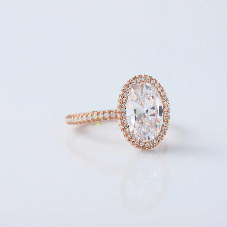 IGI Certified Oval Cut Lab Grown Diamond Halo Ring