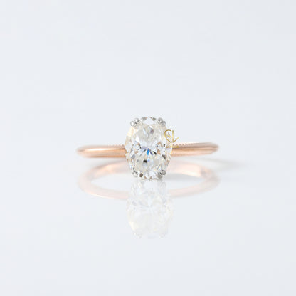 IGI Certified Oval Cut Lab Grown Diamond Hidden Halo Engagement Ring