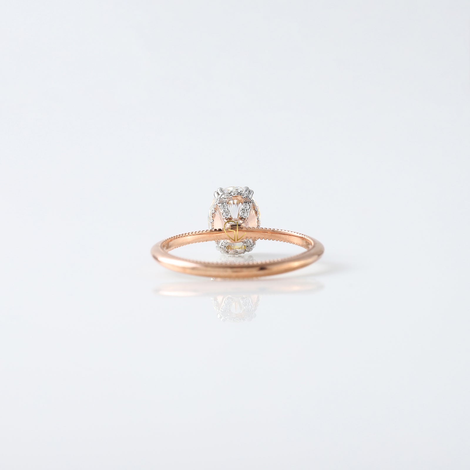 IGI Certified Oval Cut Lab Grown Diamond Hidden Halo Engagement Ring