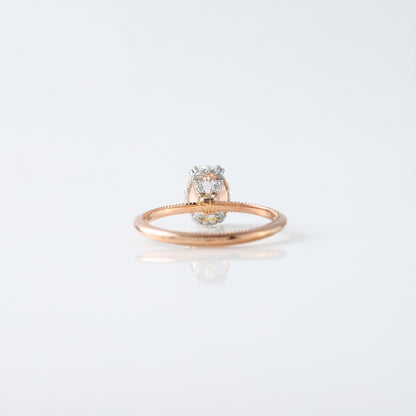 IGI Certified Oval Cut Lab Grown Diamond Hidden Halo Engagement Ring