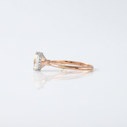 IGI Certified Oval Cut Lab Grown Diamond Hidden Halo Engagement Ring