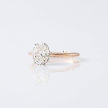 IGI Certified Oval Cut Lab Grown Diamond Hidden Halo Engagement Ring