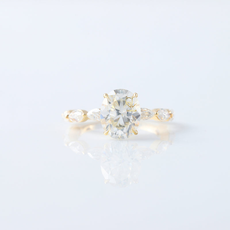 Oval Cut Lab Grown Solitaire With Accent Ring - IGI Certified