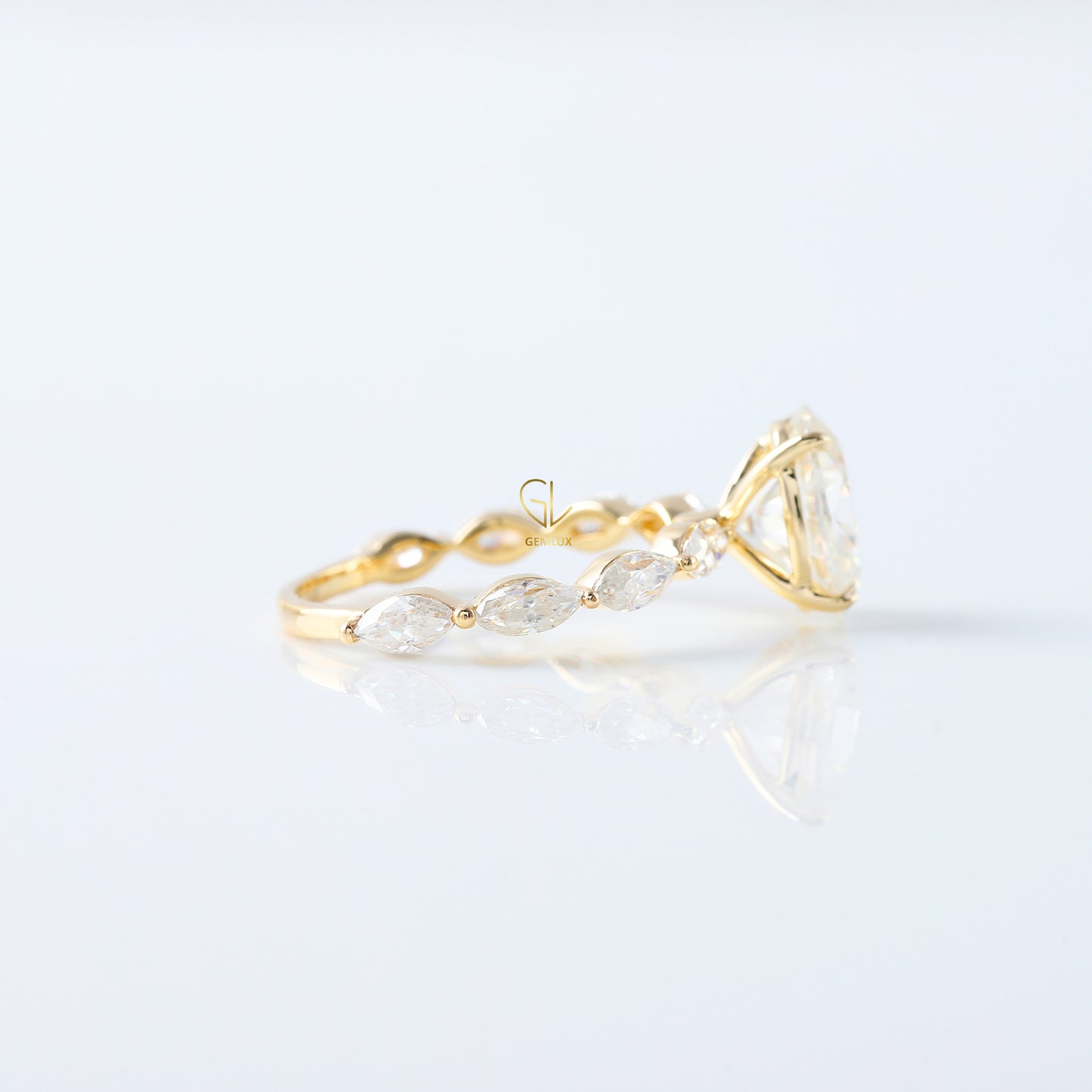 IGI Certified Oval Cut Lab Grown Diamond Solitaire With Accent Ring