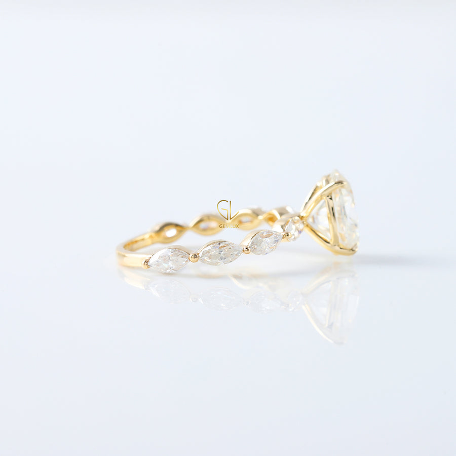 Oval Cut Lab Grown Solitaire With Accent Ring - IGI Certified