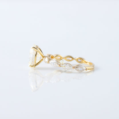 IGI Certified Oval Cut Lab Grown Diamond Solitaire With Accent Ring