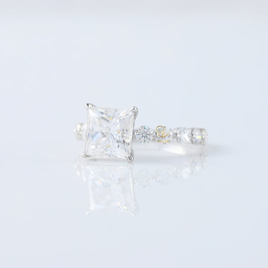 IGI Certified Princess Cut Lab Grown Diamond Engagement Ring