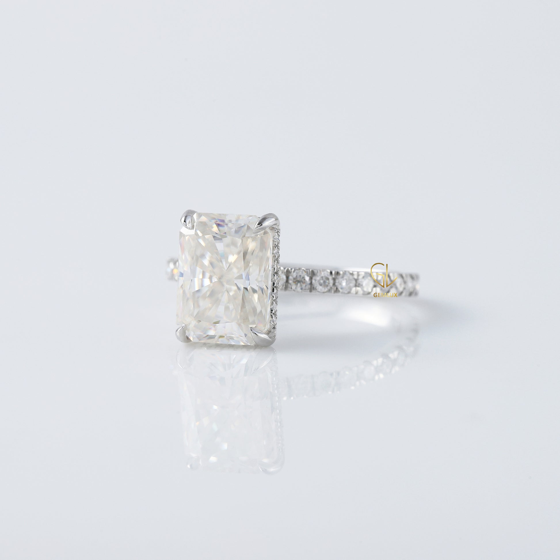 IGI Certified Radiant Cut Lab Grown Diamond Solitaire With Accent Ring