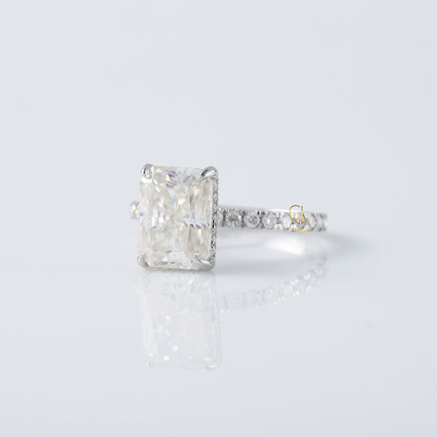 IGI Certified Radiant Cut Lab Grown Diamond Solitaire With Accent Ring