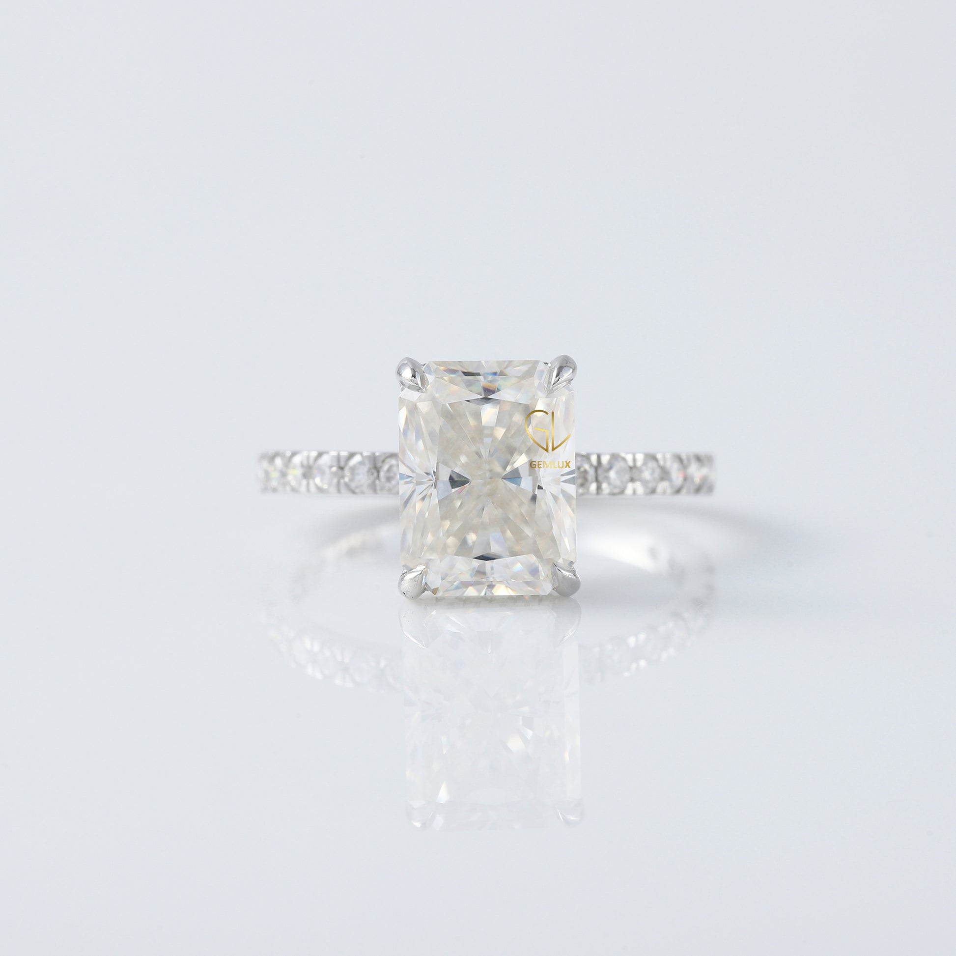 IGI Certified Radiant Cut Lab Grown Diamond Solitaire With Accent Ring