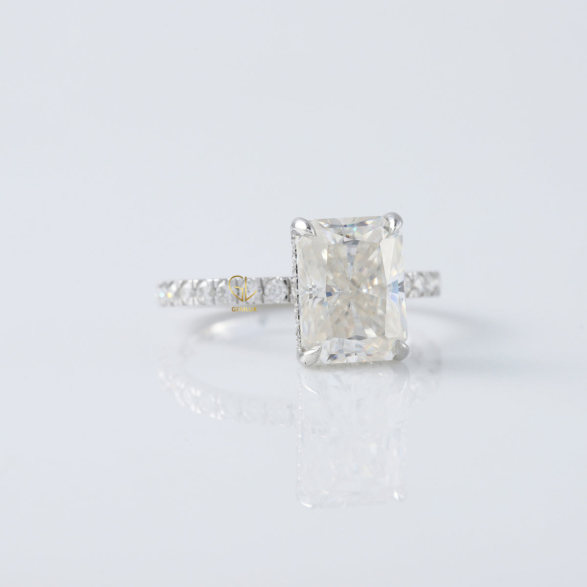 IGI Certified Radiant Cut Lab Grown Diamond Solitaire With Accent Ring