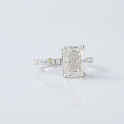 IGI Certified Radiant Cut Lab Grown Diamond Solitaire With Accent Ring