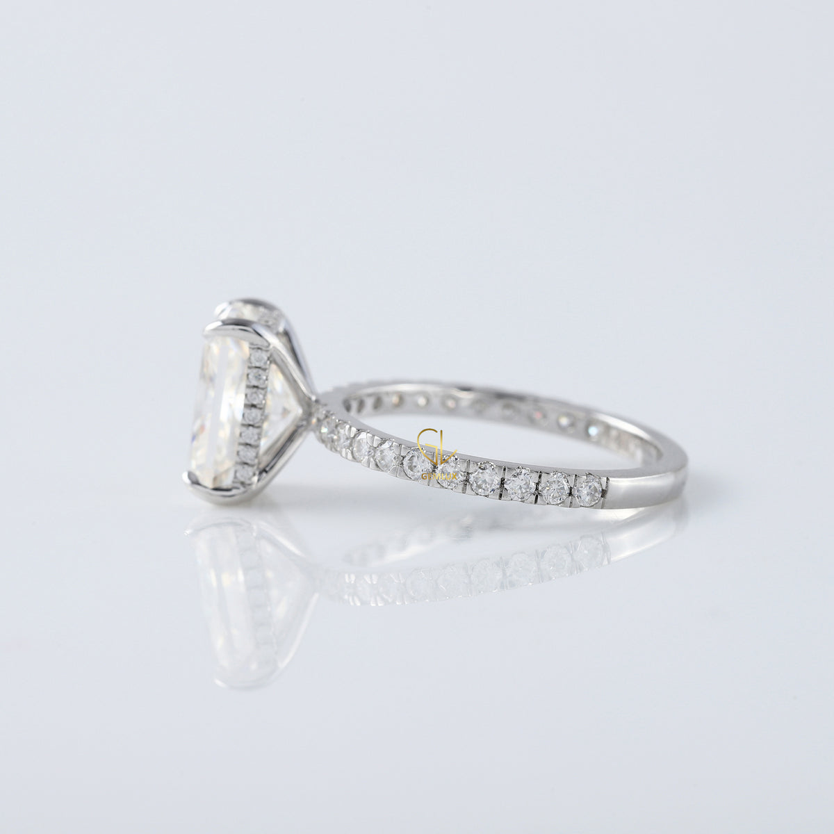 IGI Certified Radiant Cut Lab Grown Diamond Solitaire With Accent Ring