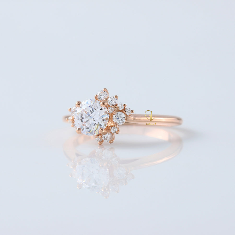 IGI Certified Round Cut Lab Grown Diamond Cluster Ring