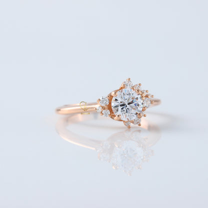 IGI Certified Round Cut Lab Grown Diamond Cluster Ring