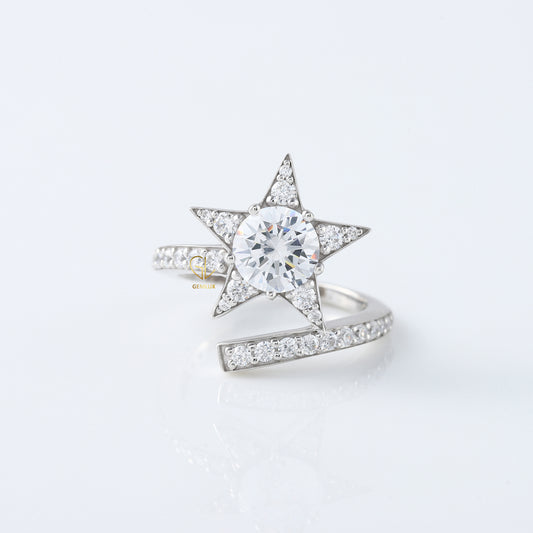 IGI Certified Round Cut Lab Grown Diamond Star Shape Ring