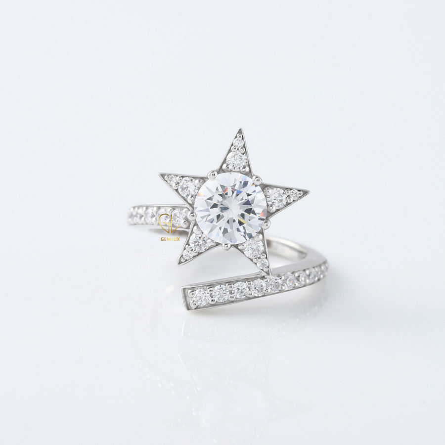 IGI Certified Round Cut Lab Grown Diamond Star Shape Ring