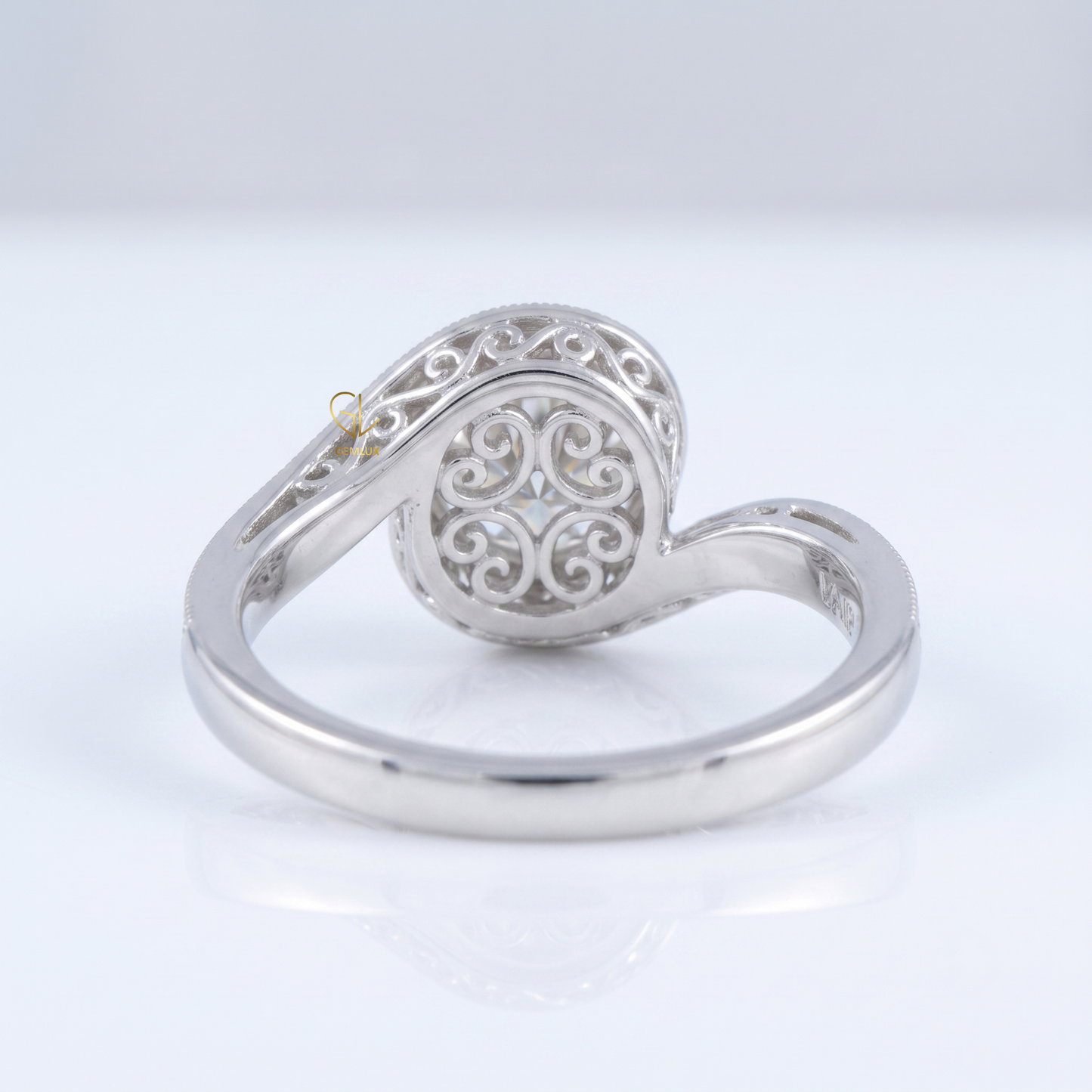 IGI Round Cut Hearts & Arrows Diamond Vintage Swirl Bypass Engagement Ring