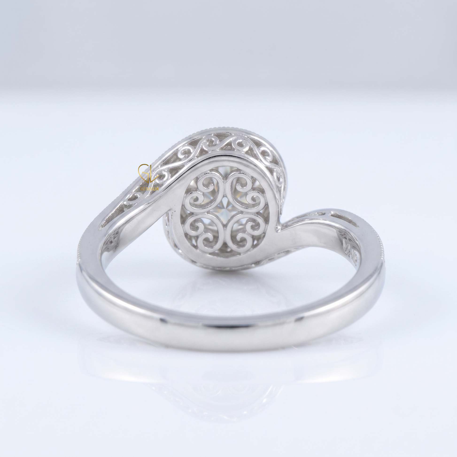 IGI Round Cut Hearts & Arrows Diamond Vintage Swirl Bypass Engagement Ring