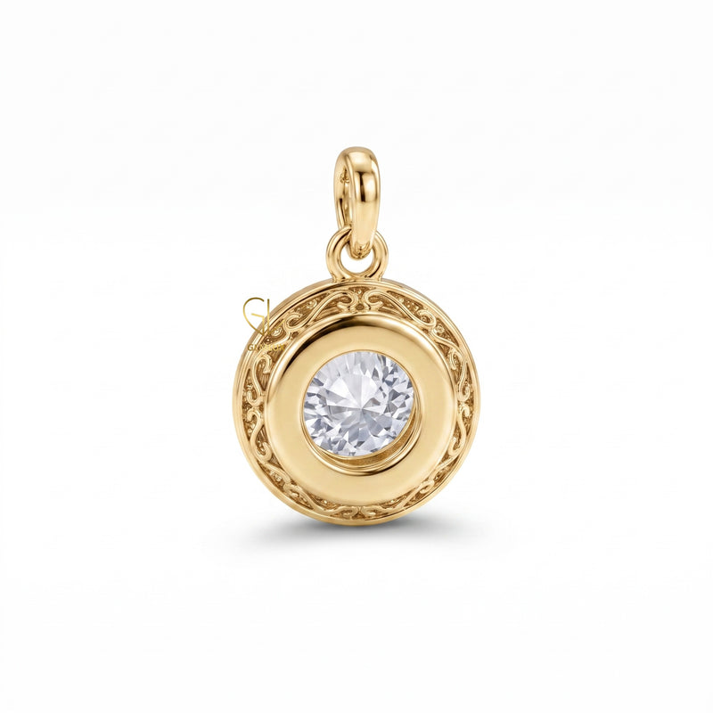 Hearts & Arrows Round Cut Lab Grown Diamond Bezel Halo Pendant