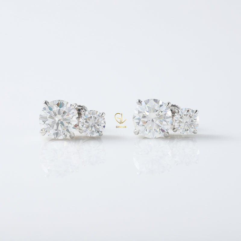 IGI Certified Round Cut Lab Grown Two Stone Earrings