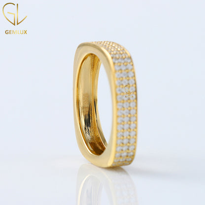 Square Shape Round Cut Lab Grown Diamond Men's Eternity Wedding Band 