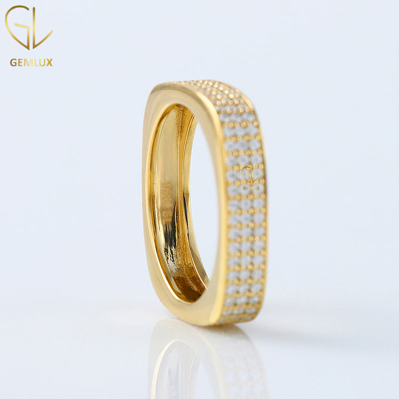Square Shape Eternity Round Moissanite Wedding Band