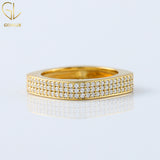 Square Shape Round Cut Lab Grown Diamond Men's Eternity Wedding Band 