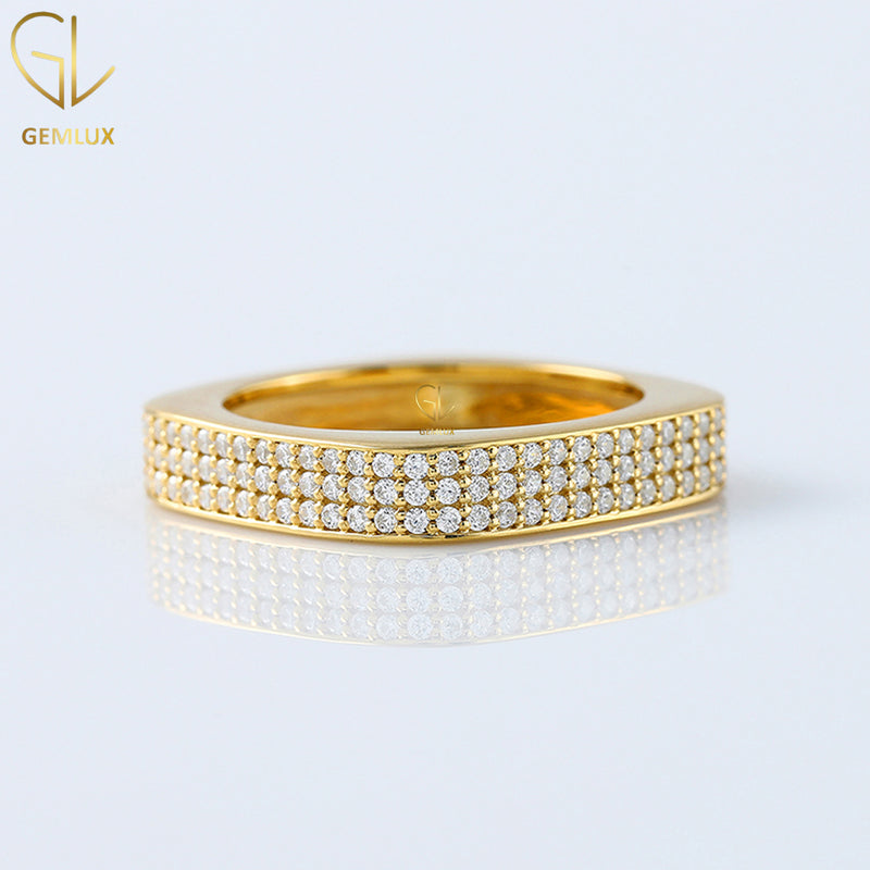 Square Shape Eternity Round Moissanite Wedding Band