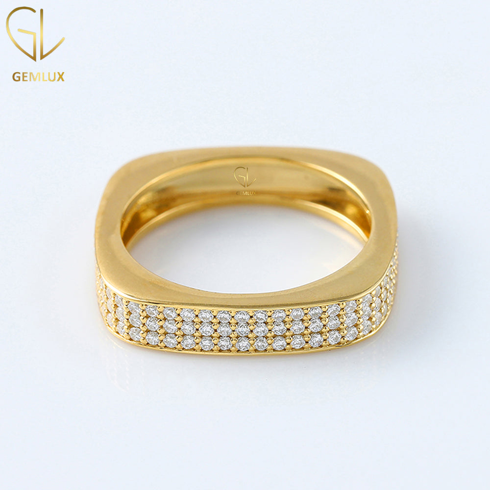 Square Shape Round Cut Lab Grown Diamond Men's Eternity Wedding Band 