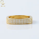 Square Shape Round Cut Lab Grown Diamond Men's Eternity Wedding Band 