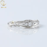Art Deco Vintage Style Three Stone Wedding Ring