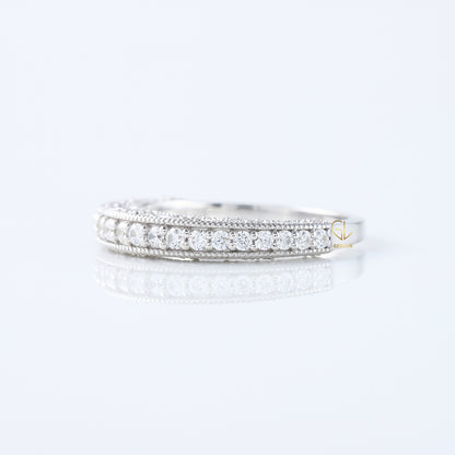 Art Deco Round Lab Grown Diamond Milgrain Wedding Band