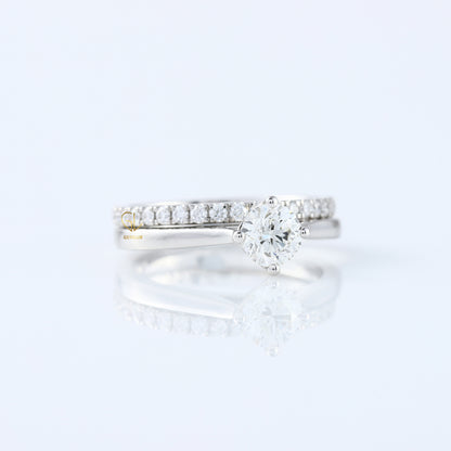 Round Cut Moissanite Diamond Solitaire Ring With Matching Eternity Wedding Ring Set 