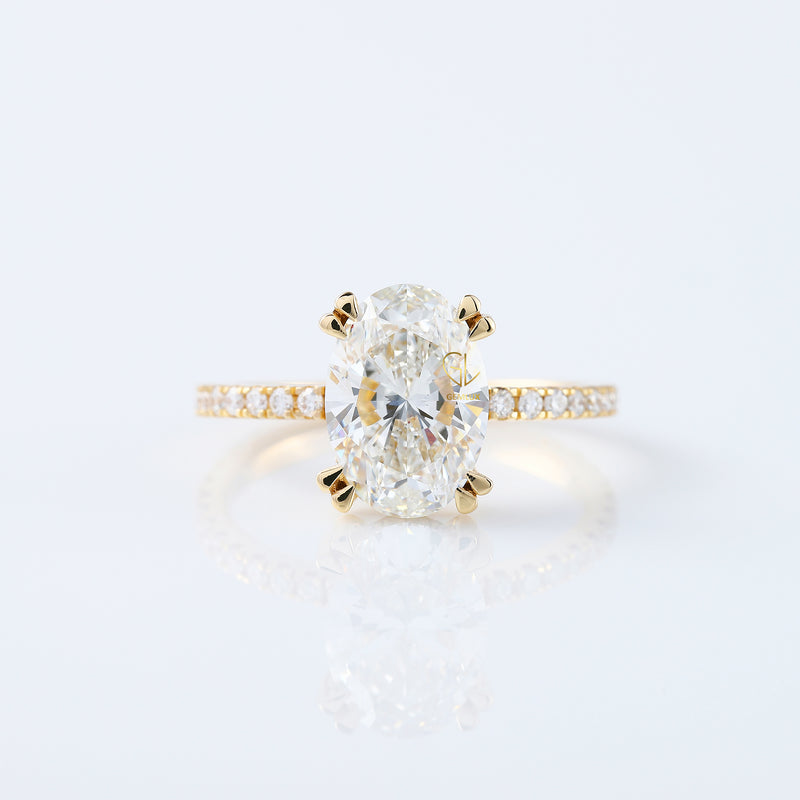 Oval Cut Moissnaite Solitaire Accent Ring