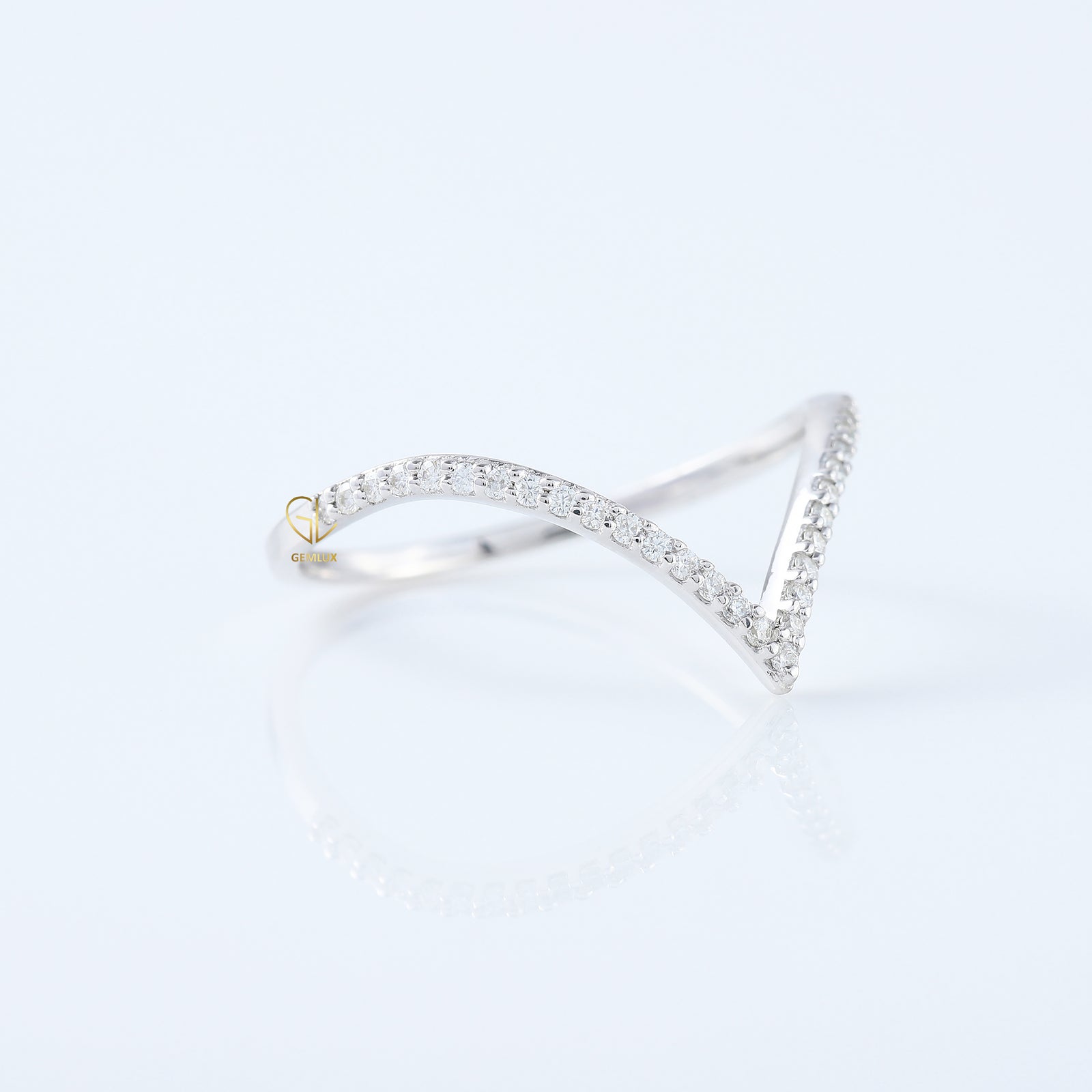 V Shape Lab Grown Diamond Wishbone Wedding Ring