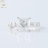 Princess Cut Moissanite Floating Bubble Engagement Ring