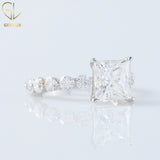 Princess Cut Moissanite Floating Bubble Engagement Ring