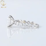 Princess Cut Moissanite Floating Bubble Engagement Ring