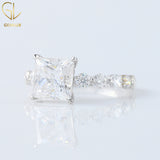 Princess Cut Moissanite Floating Bubble Engagement Ring